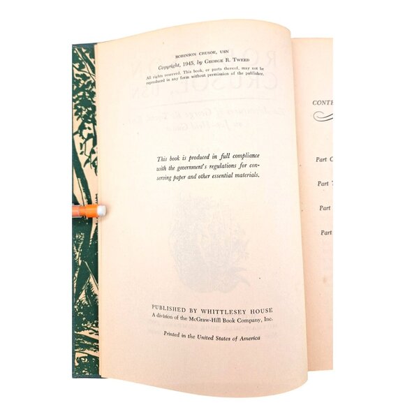 Vintage Robinson Crusoe USN Hardcover Book 1st Edition 1945 Tweed Blake Clark - Picture 2 of 13